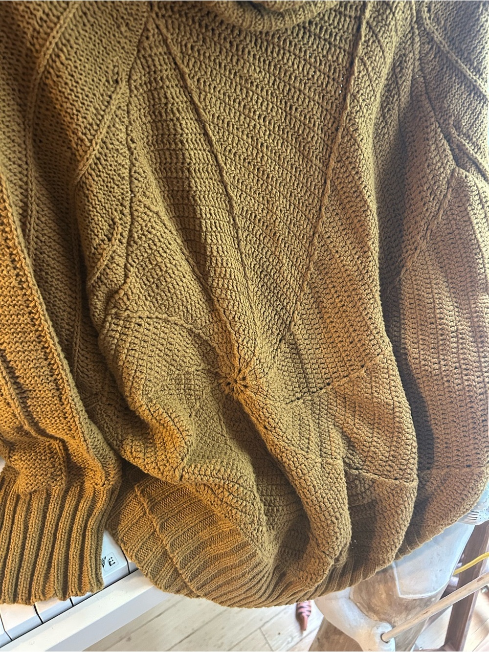 Angel of the North Chunky Knit Turtleneck Sweater Brown Oversized Women L - Picture 6 of 15